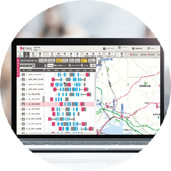 自動配車システム「LYNA 自動配車クラウド」の正確な配車計画をイメージしたイラスト